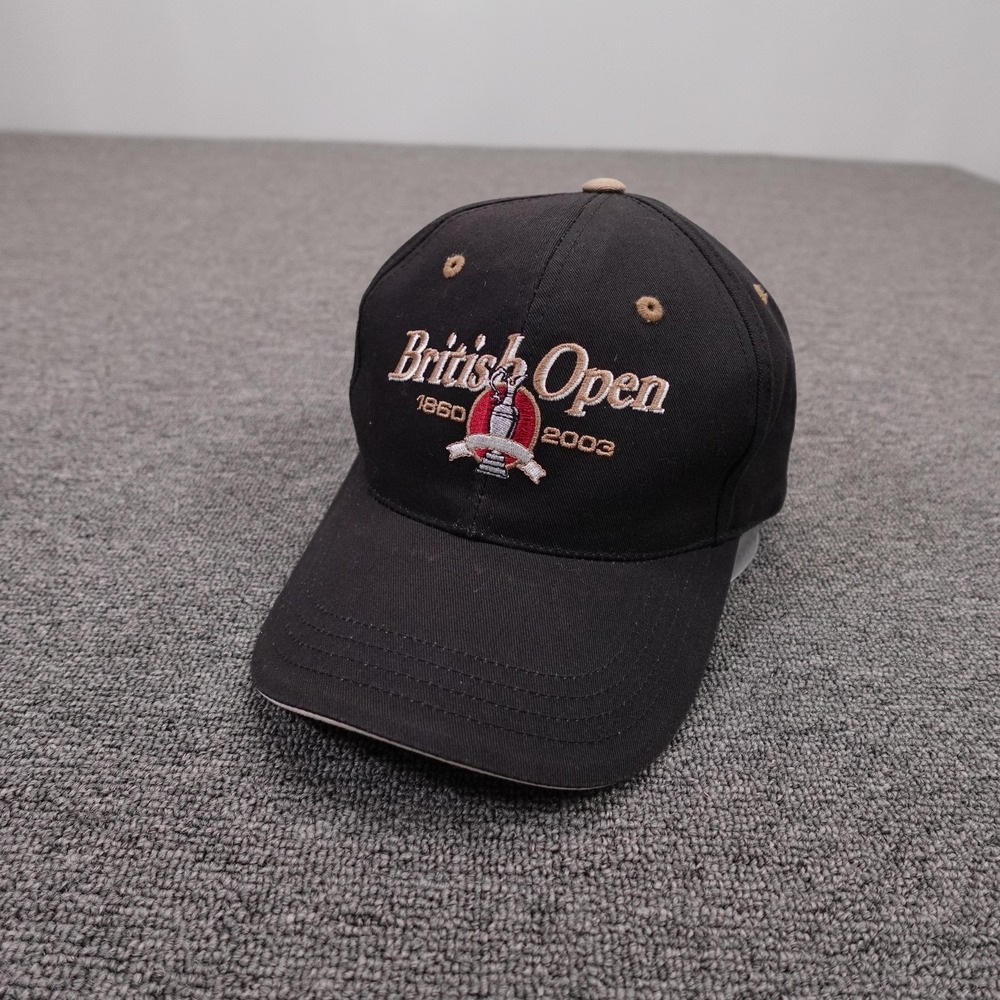 Vintage British Open Hat Cap Strap Back Mens One Size Black Golf Imperial 2003